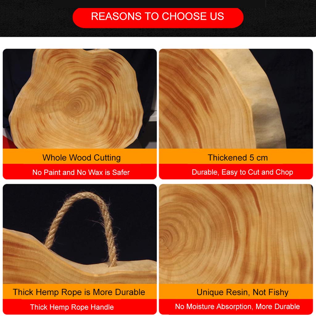 Premium Ginkgo Wood Cutting Board - 5cm Thick Natural Wood Chopping Block for Kitchen, Vegetables, Fruits, Cheese, Bread & Pizza - Unique Irregular Shaped Serving Tray - Perfect Housewarming & Wedding Gift for Food Lovers - Ideal for Home Cooking, Entertaining & Gourmet Food Presentation