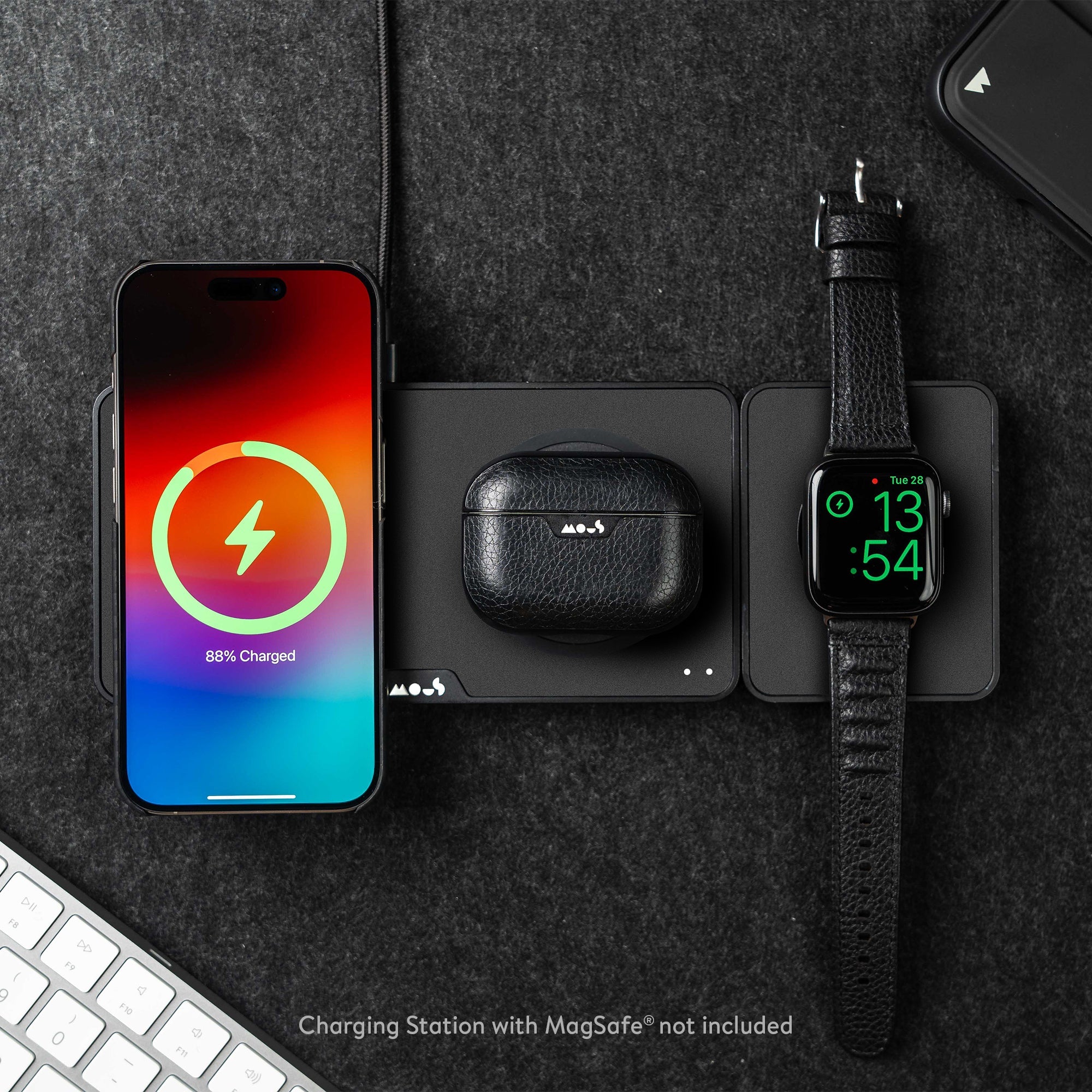 Matte Black Elevated Apple Watch Charger Stand - Fast Wireless Charging Dock for Apple Watch Series 9/8/7/6/SE - Perfect for Nightstand, Office Desk & Travel Accessories
