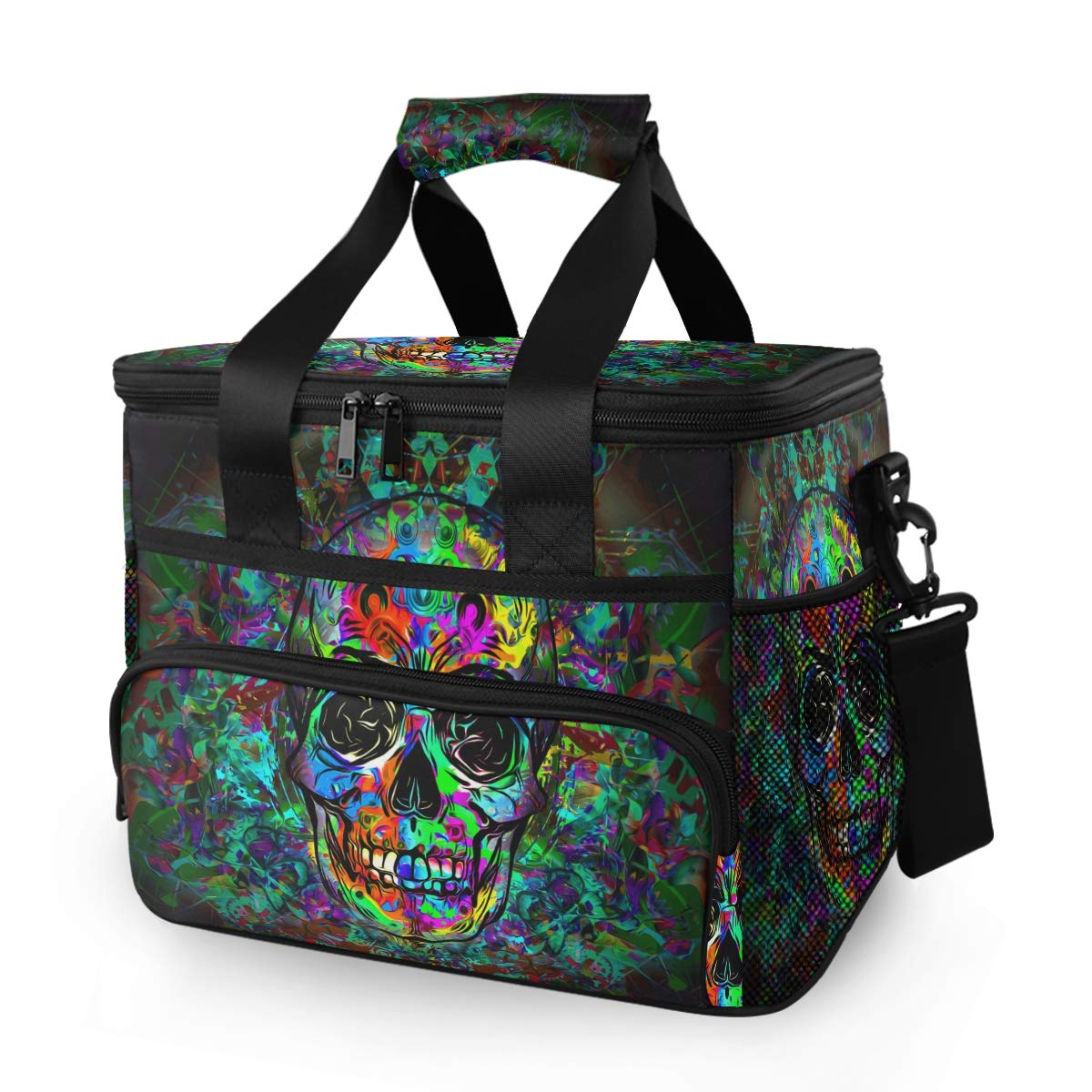 Large Insulated Skull Picnic Lunch Bag - Reusable Freezable Tote with Leakproof & Waterproof Design - Perfect for Outdoor Camping, Beach Trips, Office Lunch & Travel Cooler