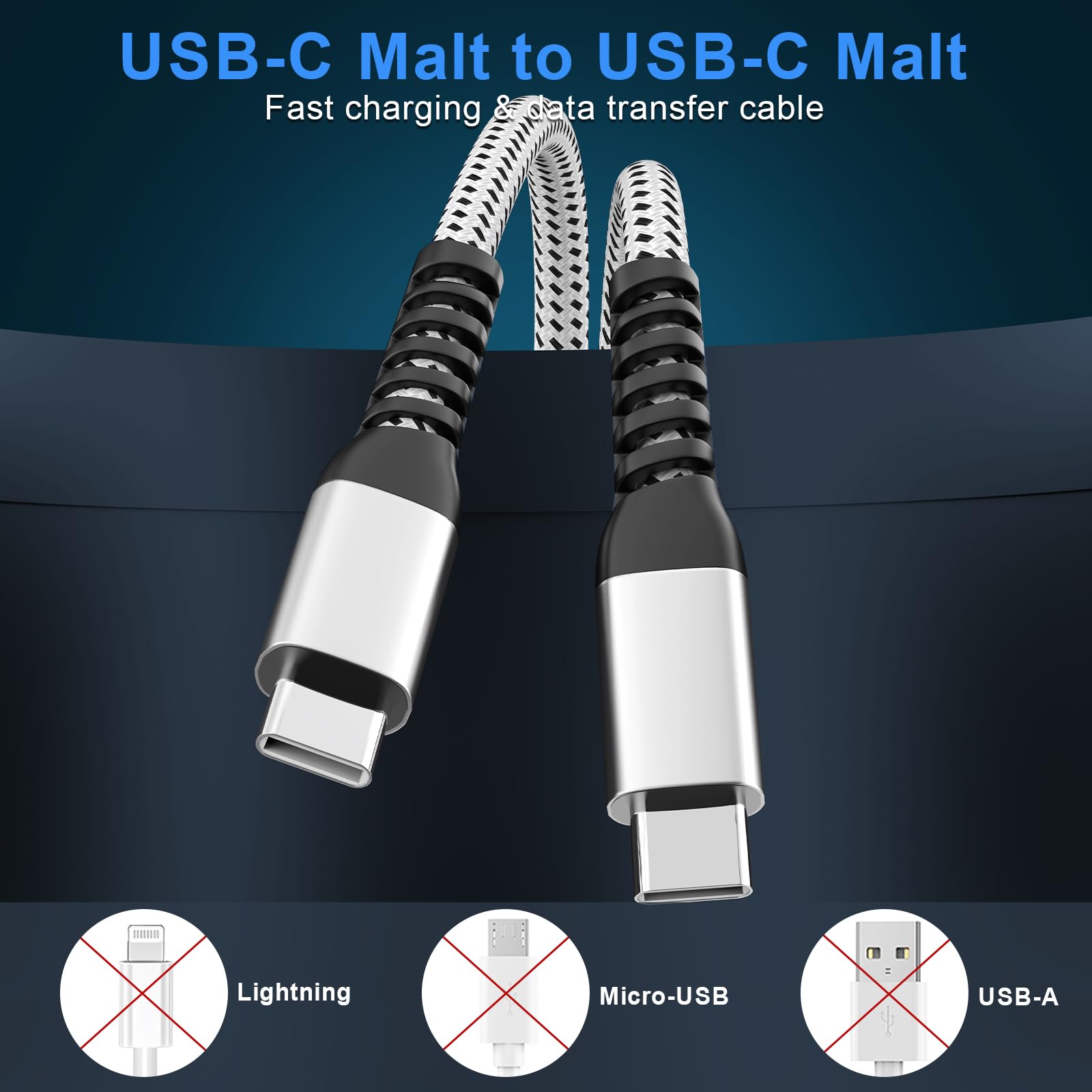 USB C to USB C Cable 3 Pack 6ft - 60W Fast Charging Type C Cable for iPhone 16/15 Pro Max Plus, MacBook Air/Pro, iPad Pro 12.9/11, Samsung Galaxy S23/22/21 - Perfect for Home, Office & Travel Charging