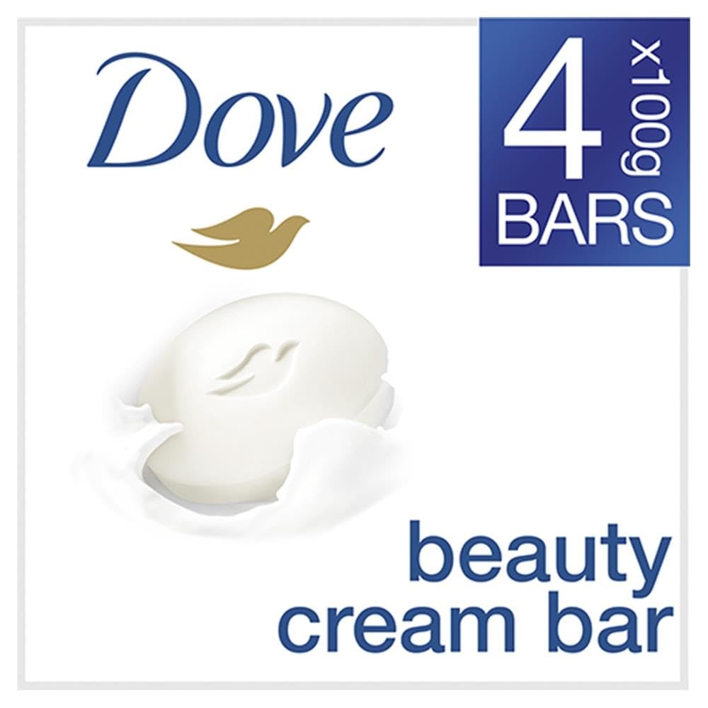 Dove Beauty Cream Bar Soap for Men & Women - 4 Pack | Moisturizing & Gentle Cleansing for Dry Skin - Perfect for Shower, Bath & Daily Skincare Routine