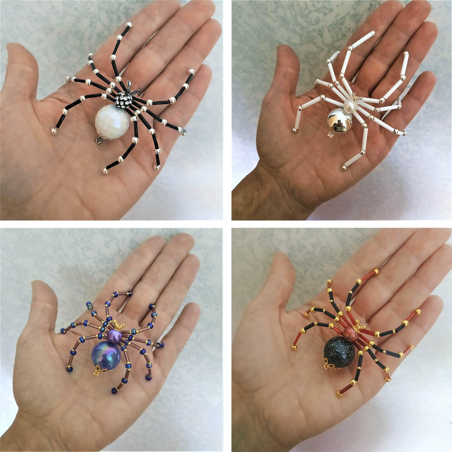 10-Piece Christmas Spider Ornament Kit - Handmade Beaded Glass Spider Decorations for Holiday Trees, Festive Home Decor | Perfect for Xmas Tree Decorating, Holiday Parties & Unique Gift Giving
