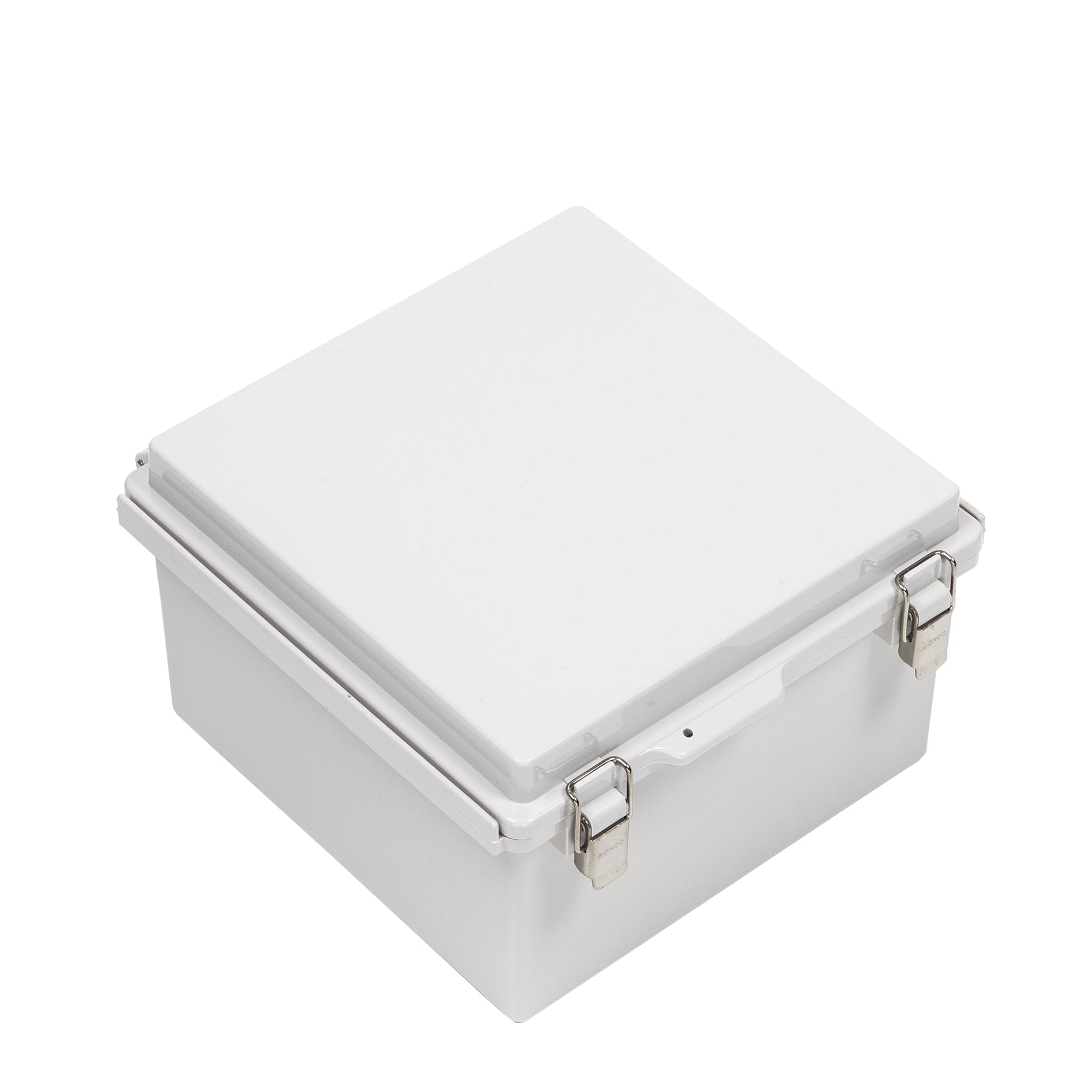 Boxco P Series 8.27 x 8.27 x 5.12 Inches (210 x 210 x 130mm) Waterproof Plastic Enclosure - IP67 & IK08 Rated ABS Grey Case with Molded Hinge & Latch | Ideal for Outdoor Electronics, Industrial Equipment & DIY Projects