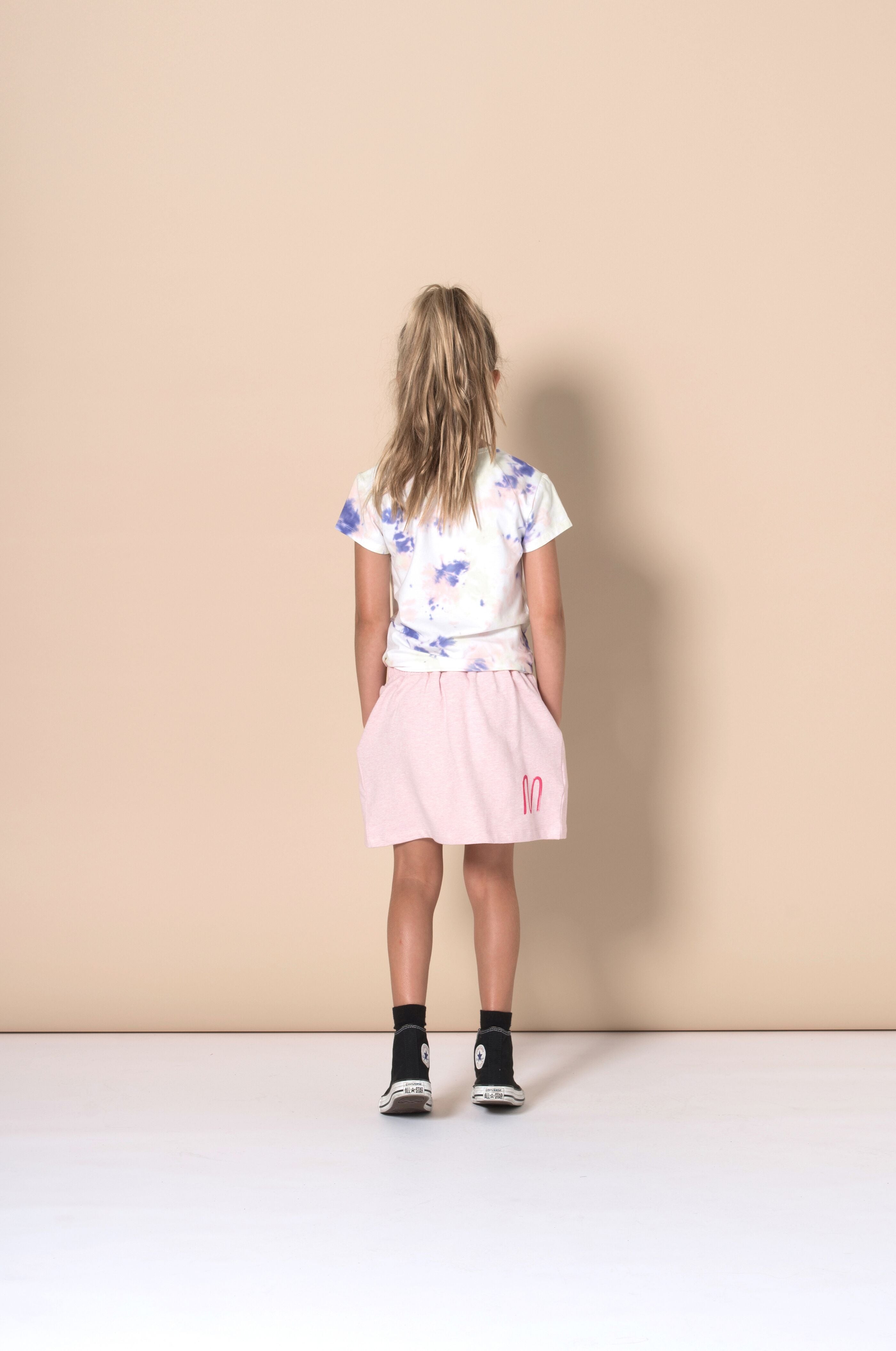 Minti Artsy Tie Dye T-Shirt for Women - Soft Peach, Purple & Lemon Color Block Design | Casual Wear, Music Festivals & Boho Style Outfits