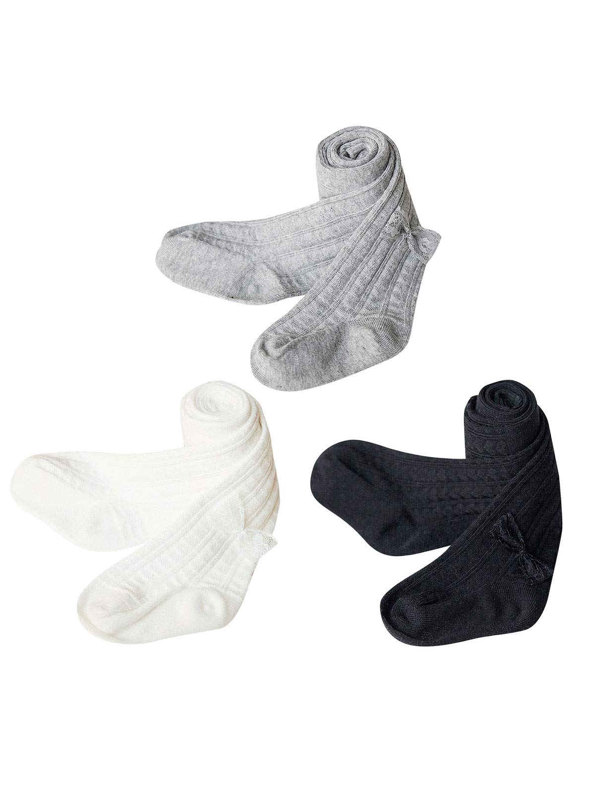 **Azue Baby Girls Cable Knit Leggings - Soft Seamless Toddler Tights with Bowknot - Warm Winter Infant Pants for Newborns & 0-24 Months - Perfect for Playtime, Daycare & Family Outings**