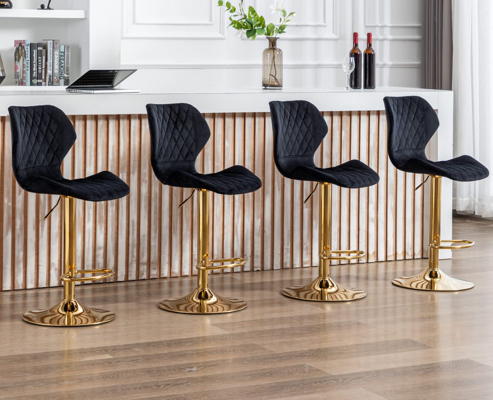 EALSON Velvet Bar Stools Set of 4 - 30