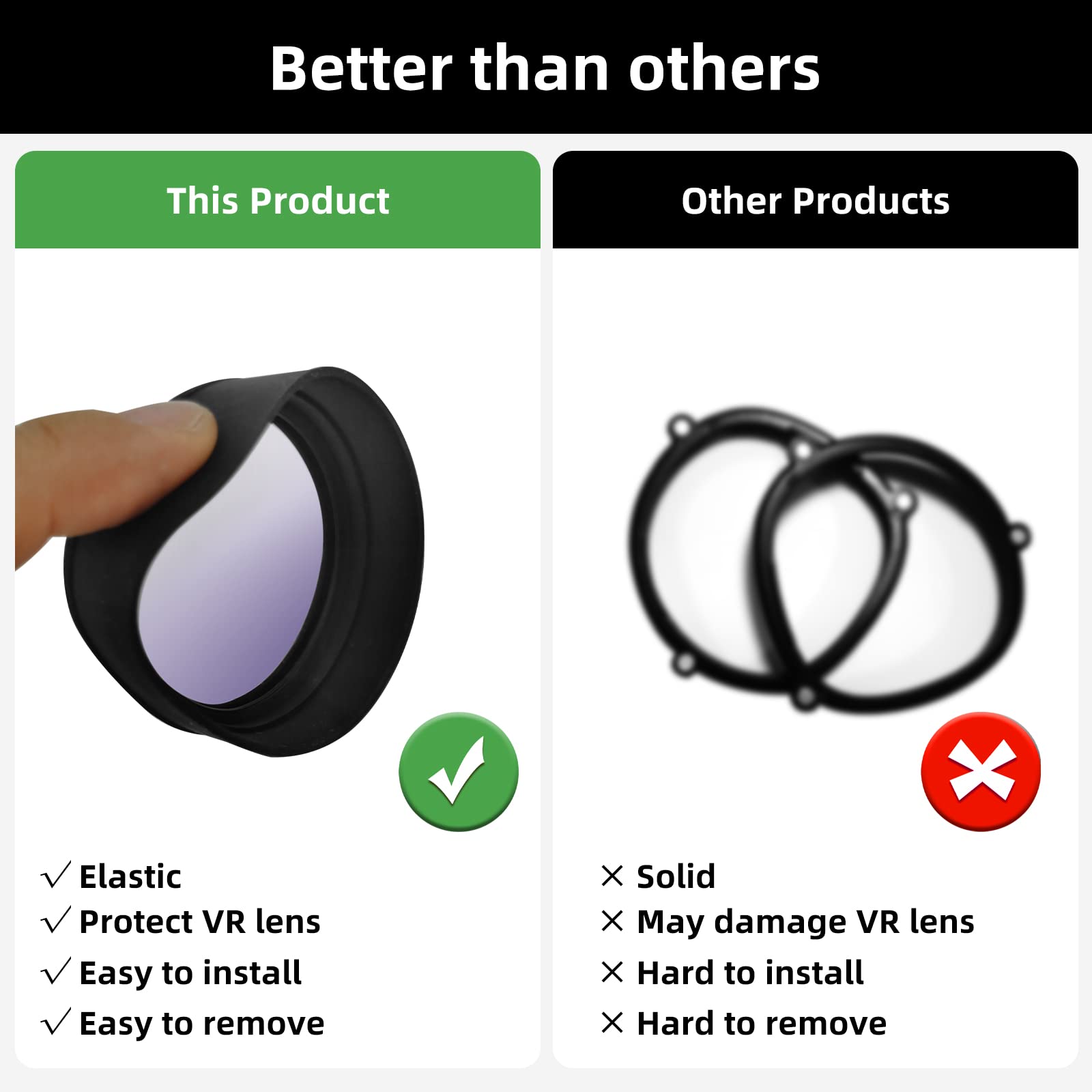 Merryhome VR Lens Protector (1 Pack) - Blue Light Blocking Glasses for Meta Quest 3S/Quest 2 Accessories | Anti-Glare, Dust Protection & Easy Installation (Black) | Perfect for Gaming, VR Workouts & Extended Screen Time