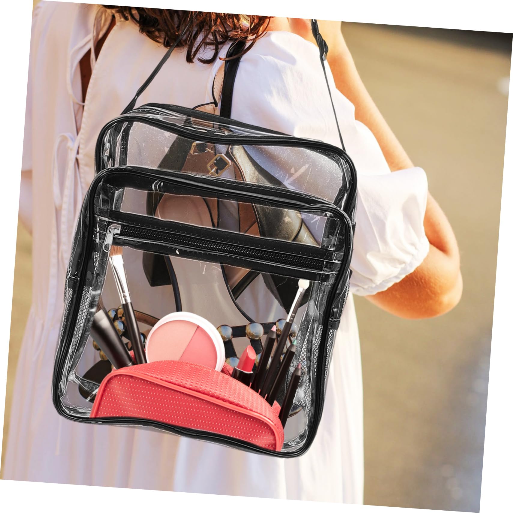 Outanaya Women's Clear PVC Crossbody Bag - Transparent Shoulder Pouch for Travel, Outdoor & Daily Use - Lightweight & Portable Storage Bag for Essentials, Phone & Cosmetics