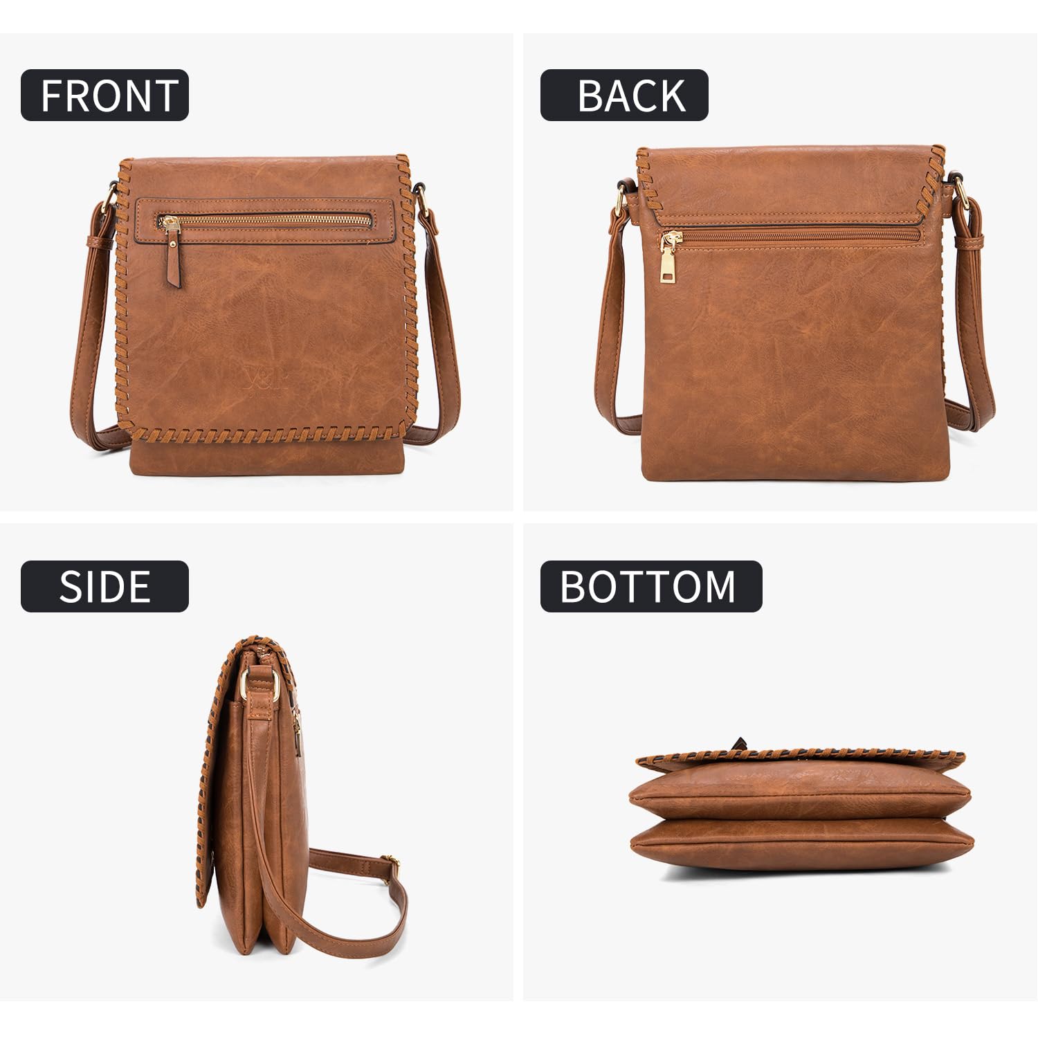 Y&R Direct Women's Crossbody Bag with Multiple Pockets - Soft Leather Adjustable Shoulder Purse for Everyday Use, Travel & Shopping