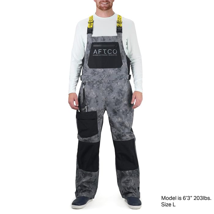 AFTCO Men's Barricade Fishing Bib - Waterproof & Durable Blue Fishing Overalls for Men (S, M, L, XL, 2XL) - Ideal for Deep Sea, Offshore & Cold Weather Fishing