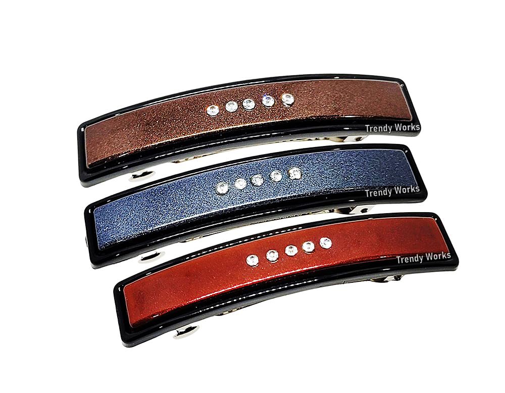 Trendy 3-Piece Rhinestone Hair Barrettes & Ponytail Clips for Women & Girls - Elegant 9cm Hair Accessories for Parties, Weddings & Daily Styling