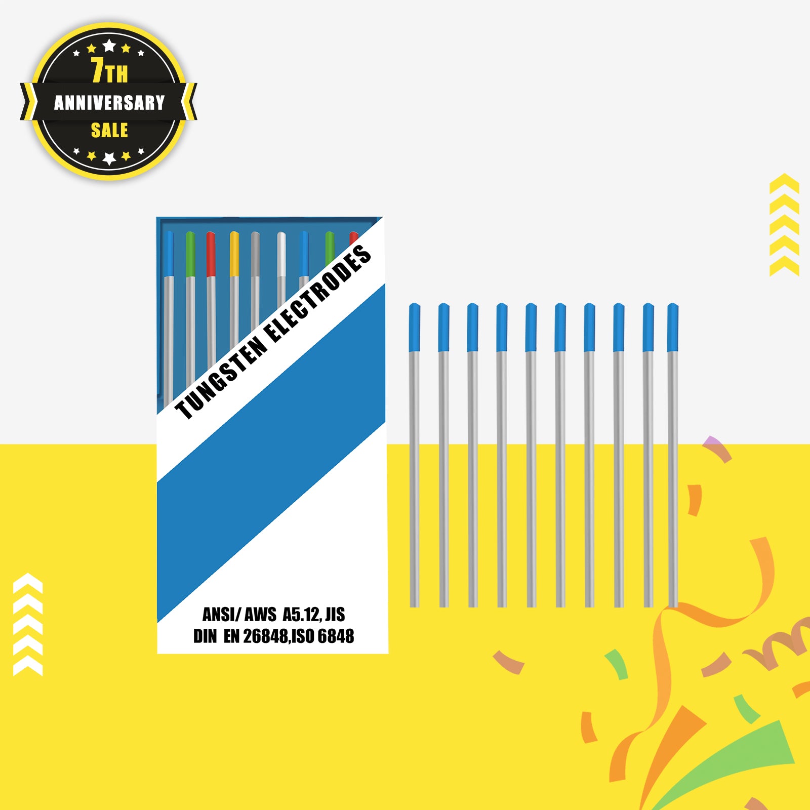 SSimder WL20 Blue TIG Welding Tungsten Electrode (10-Pack) - Premium Tungsten Electrodes for Aluminum, Magnesium & Alloys - Perfect for Arc Welding, Metal Fabrication & DIY Projects