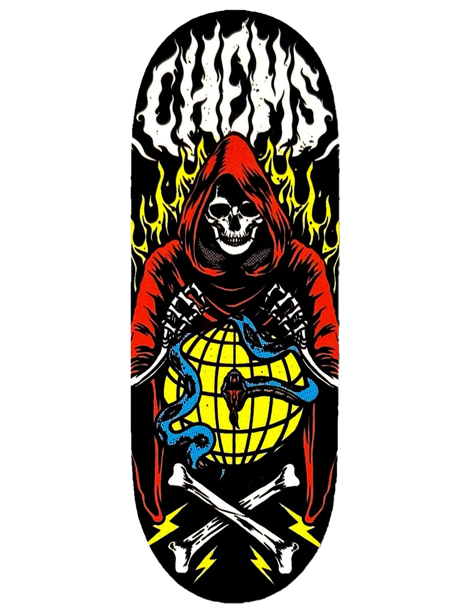 Chems Fingerboard Deck - Red Global Grim | Professional Skateboard Fingerboard for Tricks & Stunts | Perfect for Skateboarding Enthusiasts & Collectors
