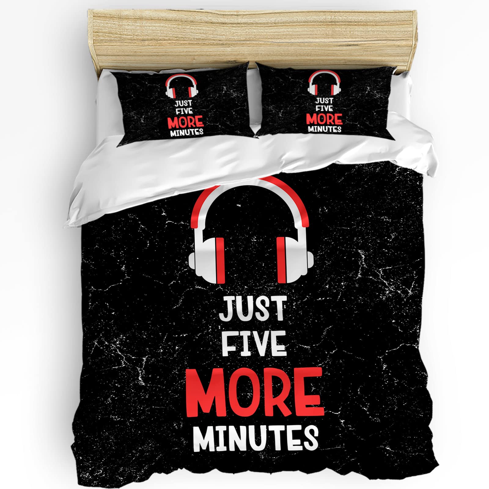 3-Piece California King Bedding Set - Black Funny Quotes Luxury Duvet Cover with 2 Pillowcases | Soft Breathable Microfiber for Kids, Teens & Adults | Video Game Themed Gift | Perfect for Gamers' Bedrooms & Dorm Rooms