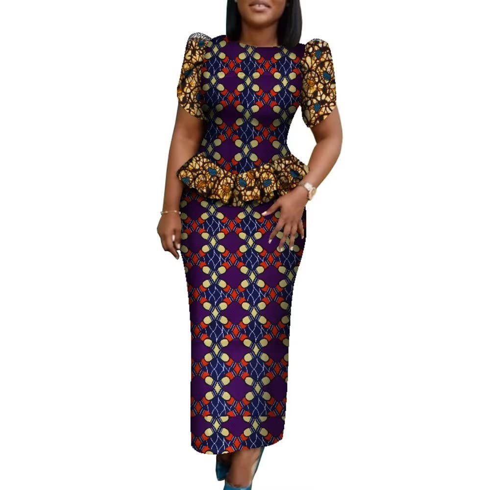 African Print Dashiki Dress & Skirt Set for Women | Ankara Bazin Riche Outfit | Elegant Cultural Attire for Parties, Weddings & Special Occasions