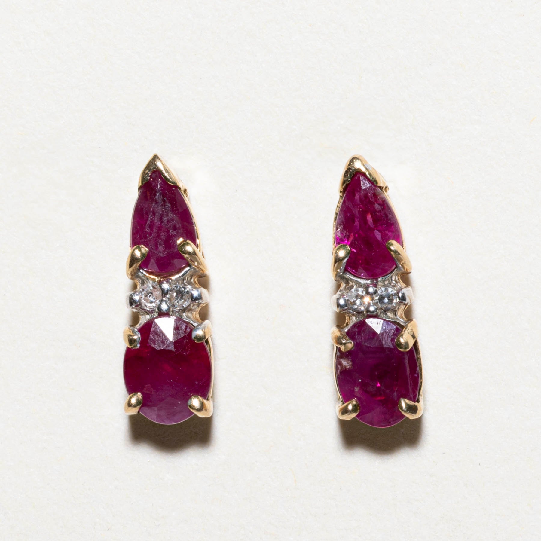 Ruby & Diamond Stud Earrings | 0.96ctw Ruby & 0.02ctw Diamonds | 14K Gold Earrings for Women | Perfect Gift for Anniversary, Birthday & Valentine's Day