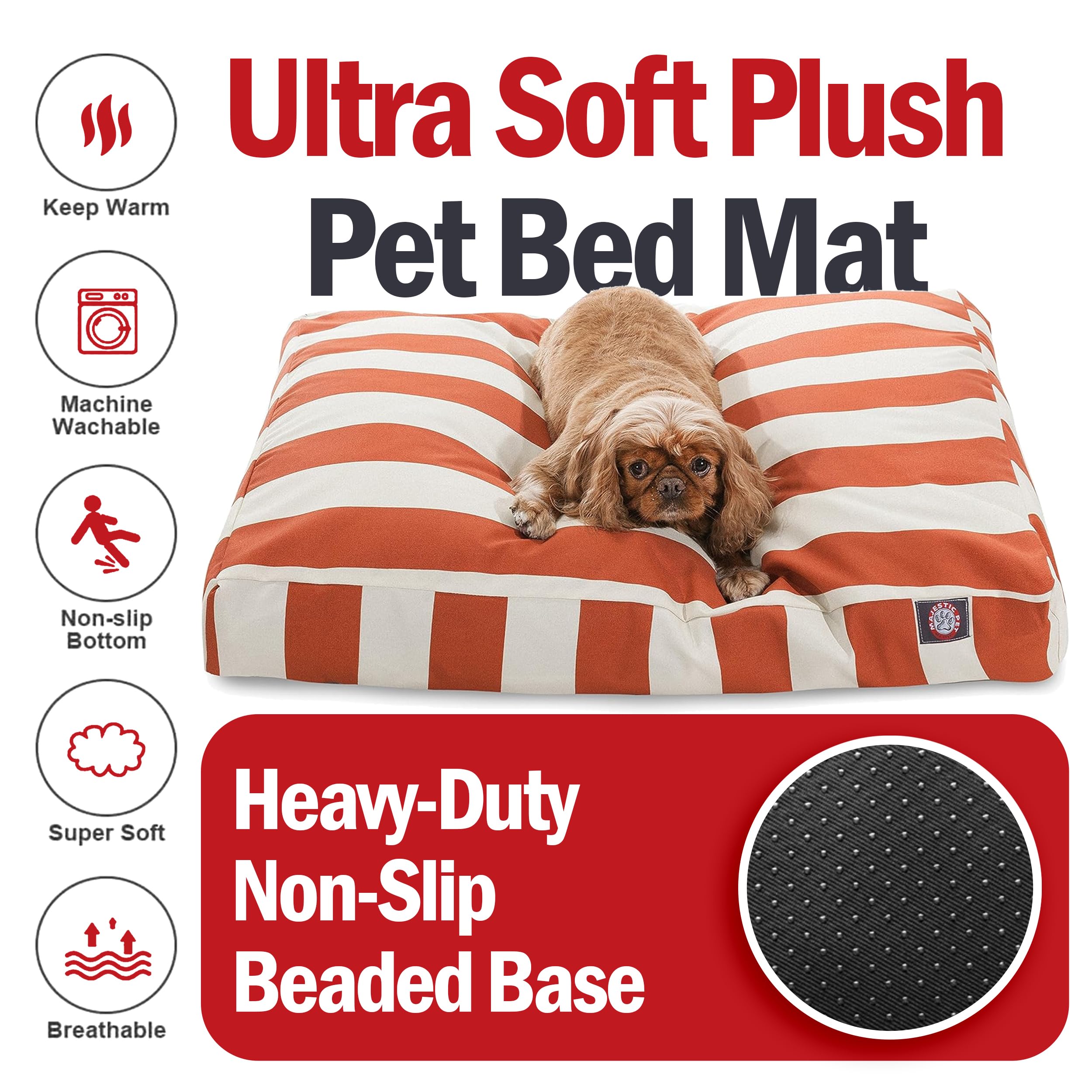 Majestic Pet Medium Washable Dog Bed – Non-Slip Rectangle Pet Bed for Crates & Kennels – Removable Cover – 36x29x4 Inch Comfy Bed for Medium Breed Dogs (Burnt Orange) – Perfect for Indoor Sleeping, Lounging & Travel