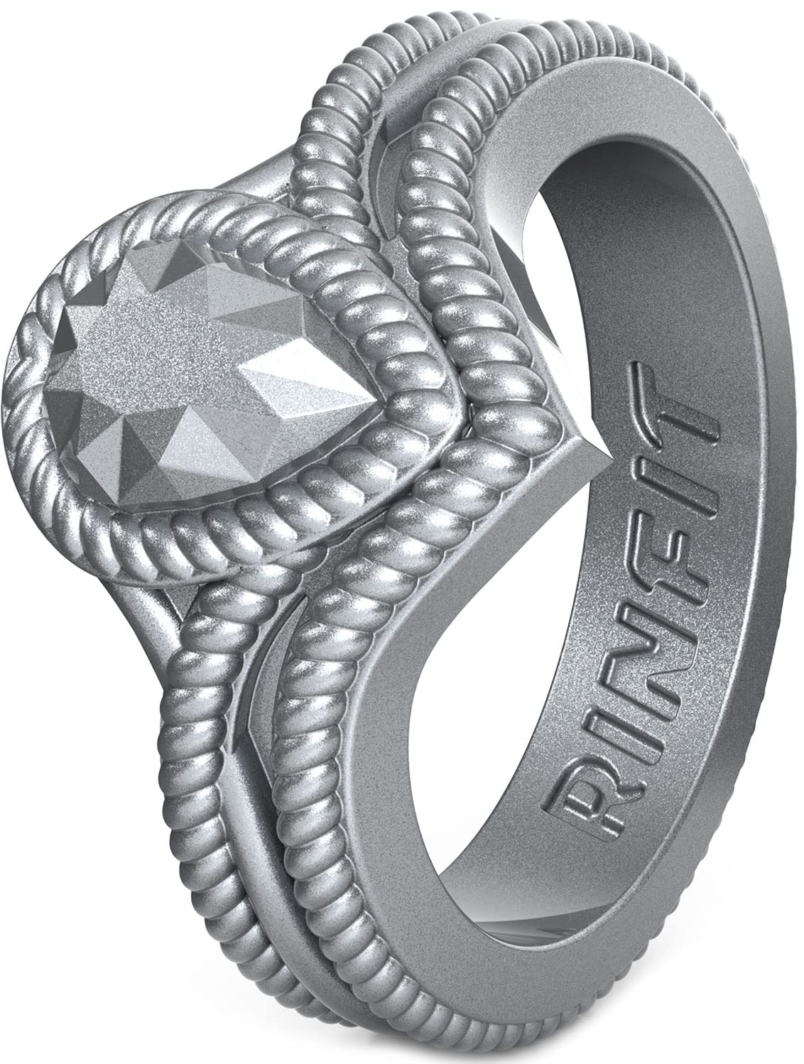 Rinfit Silicone Rings for Women - Durable Pear Engagement Ring & Rubber Wedding Band - Patented Design - Perfect for Active Lifestyles, Swimming, Gym & Outdoor Adventures