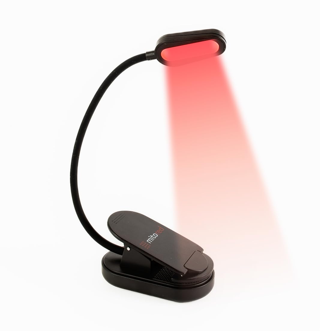 Mito Red Light Therapy Book Light - Rechargeable Clip-On Reading Light with 360° Adjustable Gooseneck - Perfect for Night Reading in Bed, Travel & Study - Portable LED Book Lamp for Kids & Adults