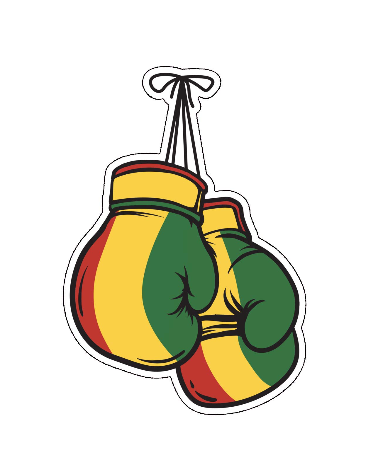 Rasta Boxing Gloves Vinyl Decal - Jamaican Flag Inspired Stickers for Laptops, Tumblers, Windows, Cars, Trucks & Walls - Perfect for Sports Fans, Gym Decor & Jamaican Culture Enthusiasts