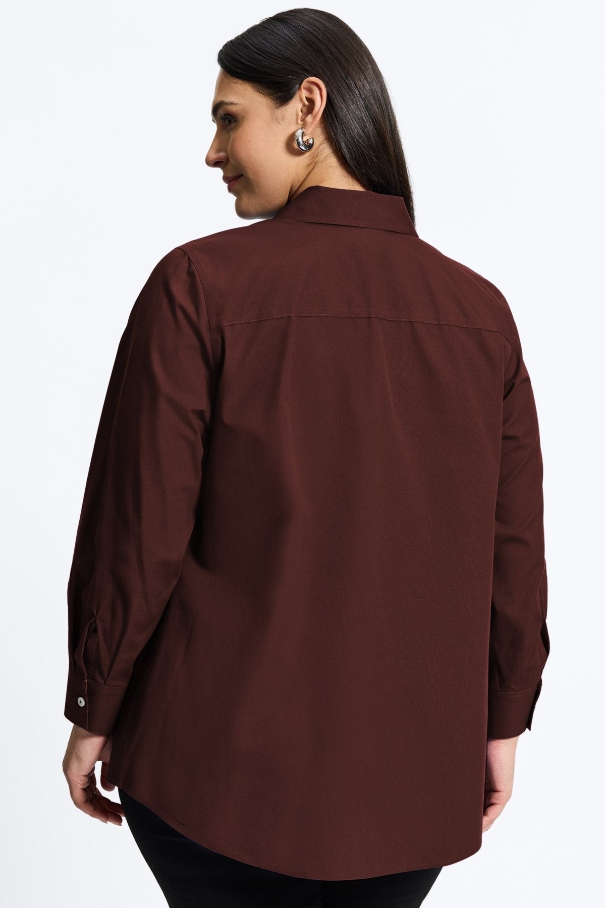 Cici Plus Wrinkle-Free Pinpoint Long Sleeve Tunic Shirt for Women - Perfect for Office Wear & Casual Outfits