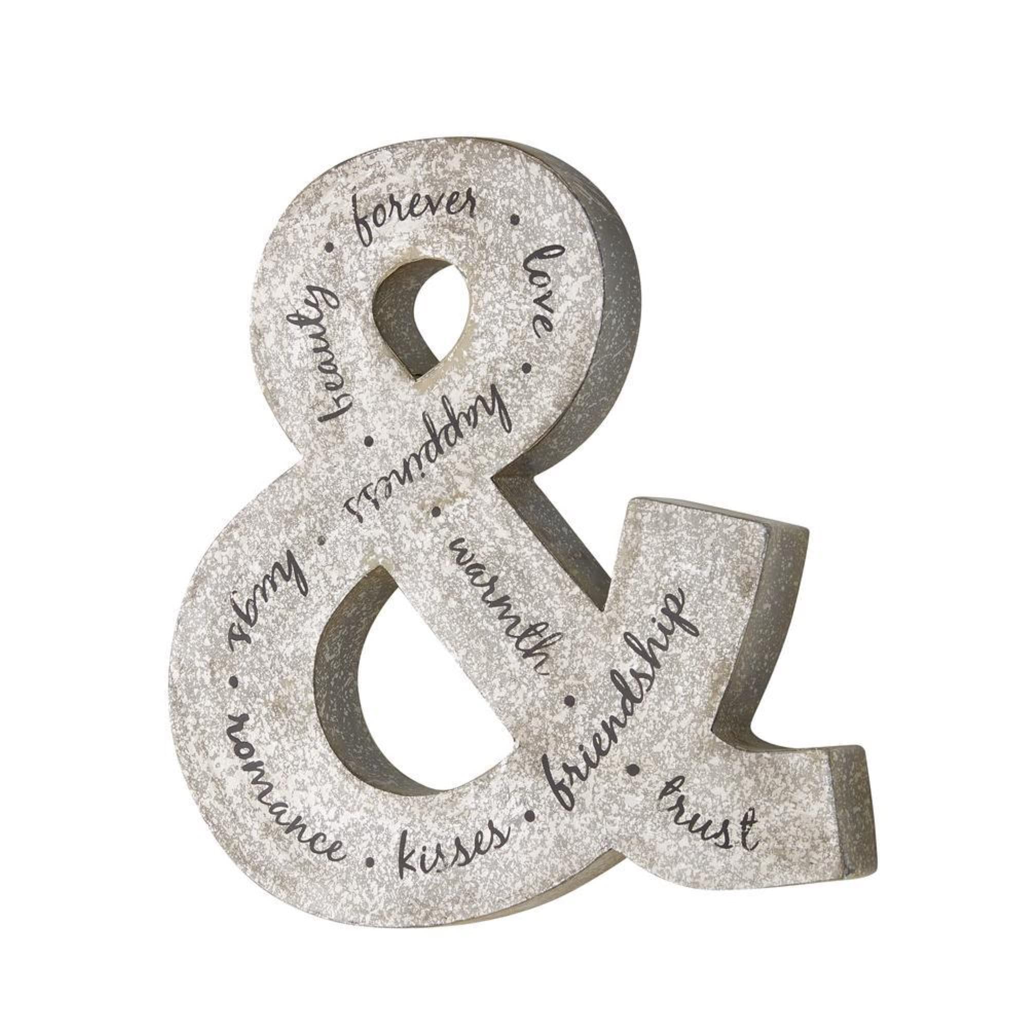 Galvanized Metal Ampersand Wall Decor - Rustic Home & Office Sign for Farmhouse, Wedding, Nursery & Living Room Decorations