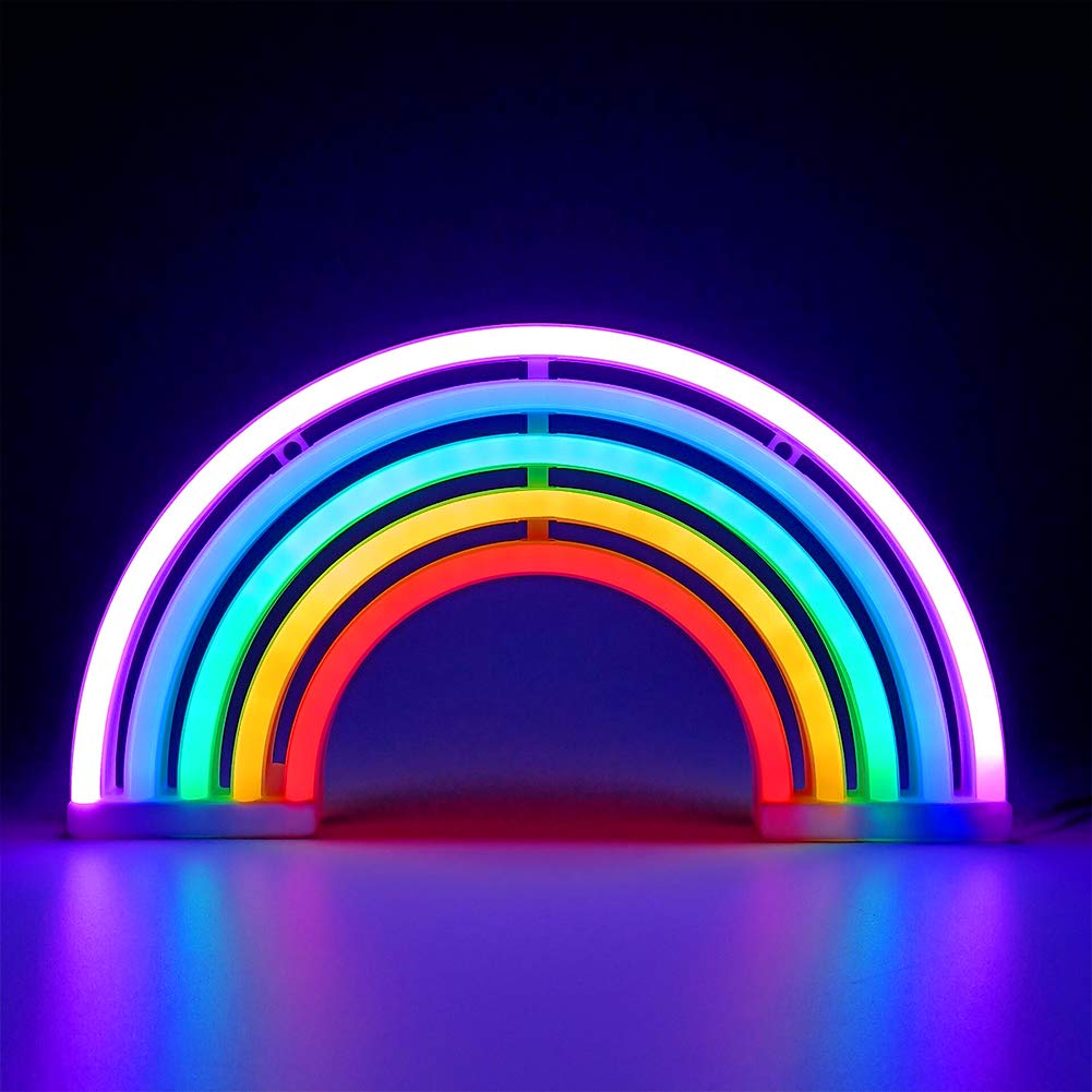 XIYUNTE Neon Sign - Rainbow LED Wall Light for Home Decor, Battery/USB Powered Colorful Neon Sign for Bedroom, Kids Room, Living Room, Bar, Party, Christmas & Wedding - Perfect for Room Aesthetics, Themed Parties & Holiday Decorations