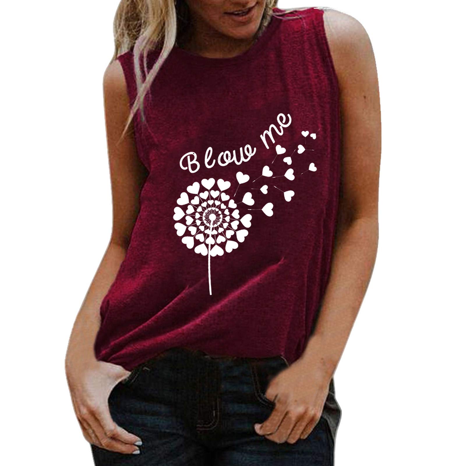 **Dandelion Print Plus Size Tank Tops for Women - Sexy Casual Summer Tops - Perfect for Beach, Vacation & Everyday Wear**