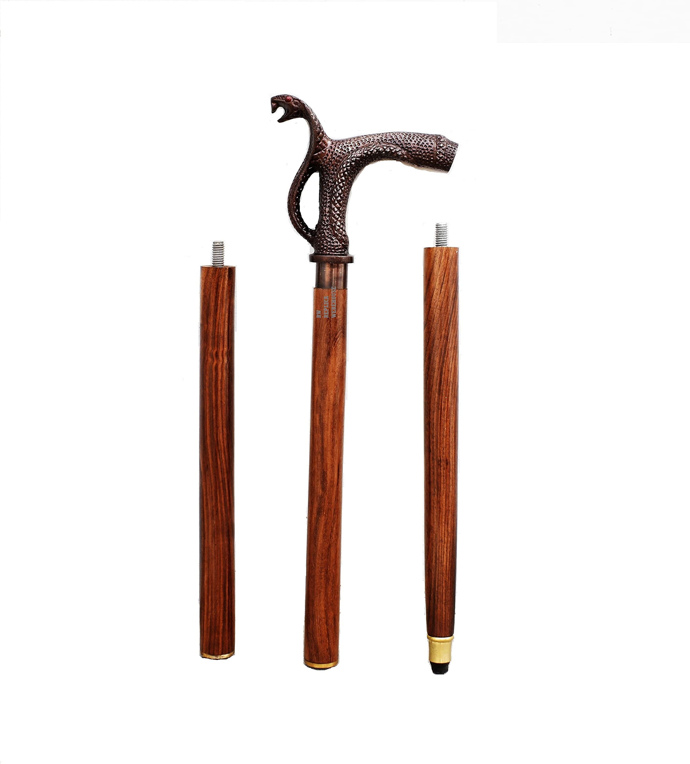 Antique Wooden Walking Cane for Men & Women - Handmade Rosewood Folding Cane with Cobra Head Design - Perfect for Hiking, Fashion Accessory, and Elderly Support