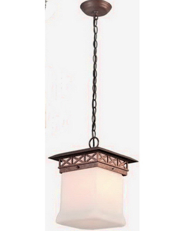 Energy Efficient Outdoor Hanging Pendant Lantern - Kalco Lighting 9026 WTPL Walnut Finish for Porch, Patio & Garden Lighting