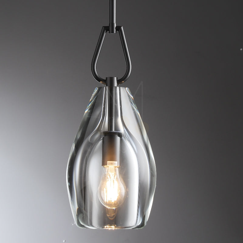 Brandon Flute Pendant Light - 6/8/9 Inch Modern Crystal Glass Kitchen Island Lighting - Perfect for Dining Room, Bar Counter, and Breakfast Nook Decor