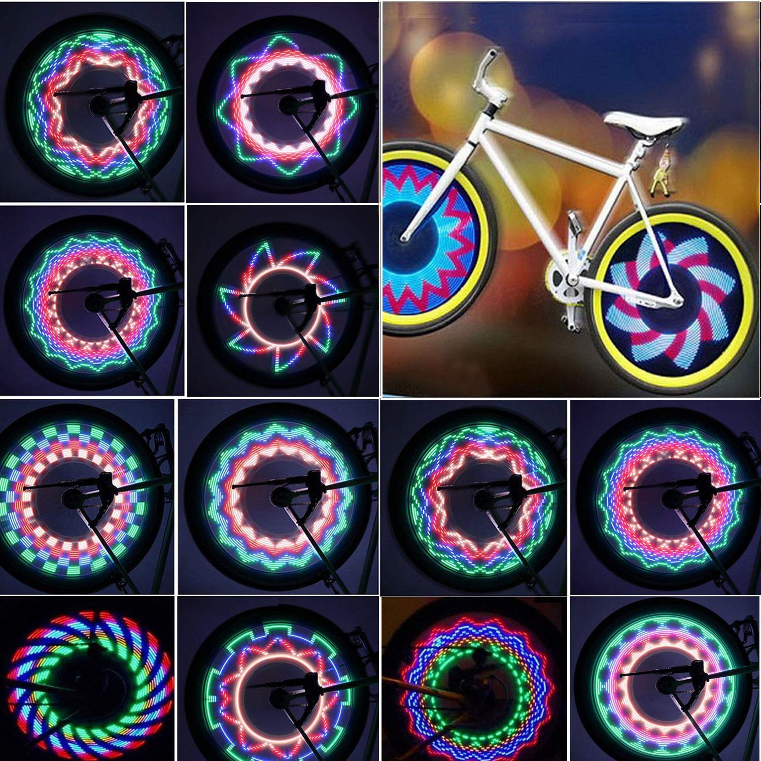 TINANA Bike Wheel Lights - 32 LED Waterproof Bicycle Spoke Lights with Multiple Color Patterns for Mountain, Road, BMX & Hybrid Bikes - Perfect for Night Riding Safety and Stylish Cycling Accessories