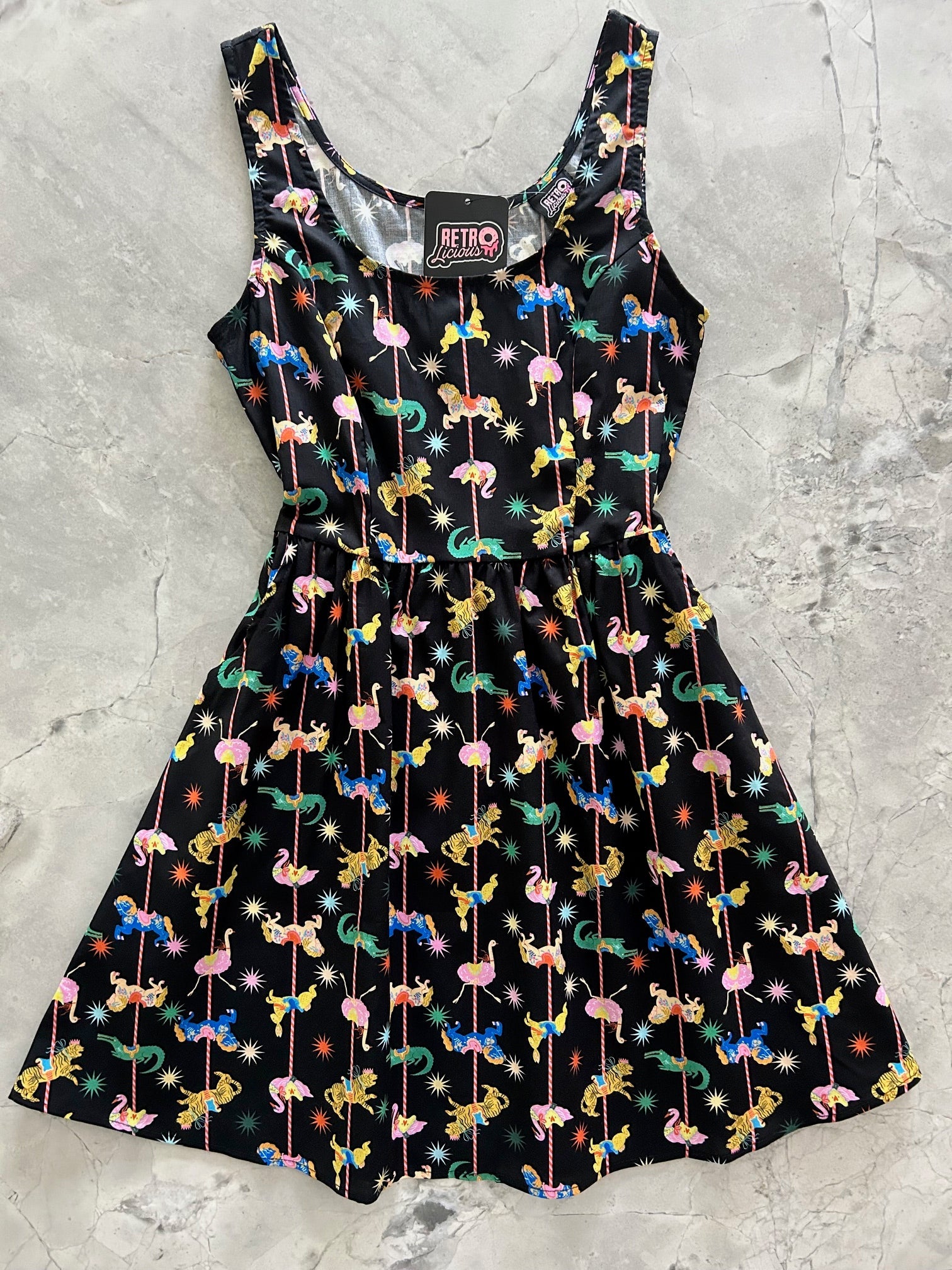 Elegant Carousel Shorter Fit & Flare Dress for Women | Vintage-Inspired Party & Cocktail Attire | Perfect for Weddings, Date Nights & Special Occasions