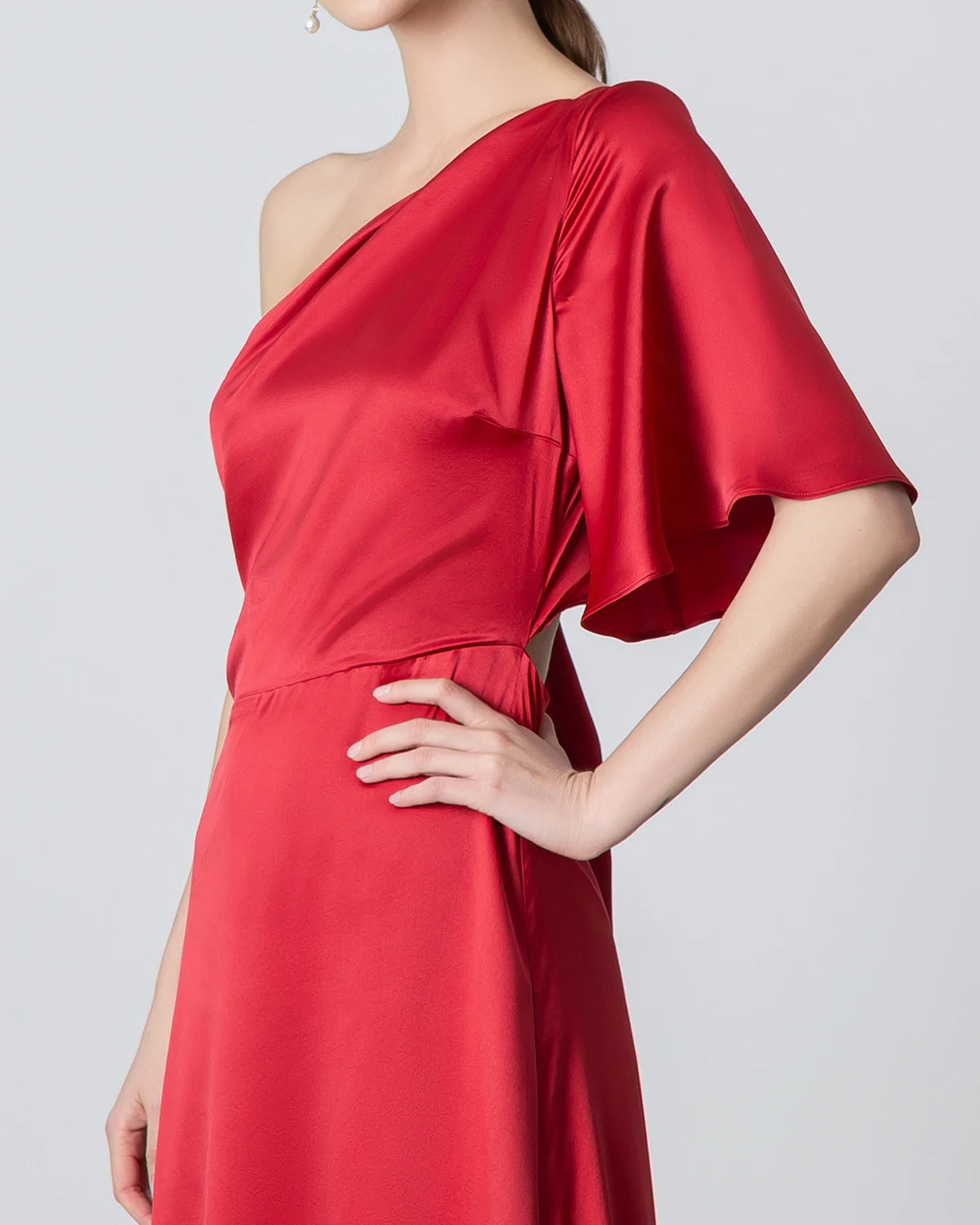 Elegant One Shoulder Tie Back Maxi Silk Dress for Women - Perfect for Weddings, Parties & Evening Events