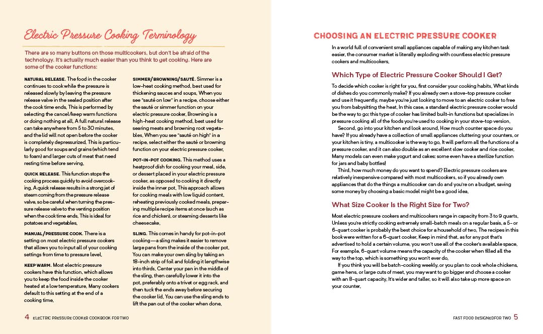 Electric Pressure Cooker Cookbook for Two: 125 Easy Perfectly-Portioned Recipes for Instant Pot & Multicooker | Quick Meals for Couples & Small Families