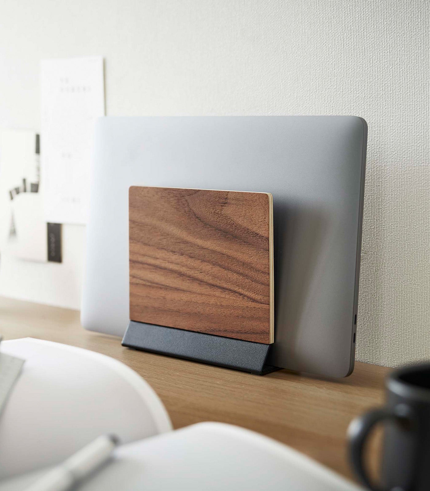 Ergonomic Slim Laptop Stand - Adjustable Height Aluminum & Wood Computer Riser for Desk - Perfect for Home Office, Gaming & Workspace Setup