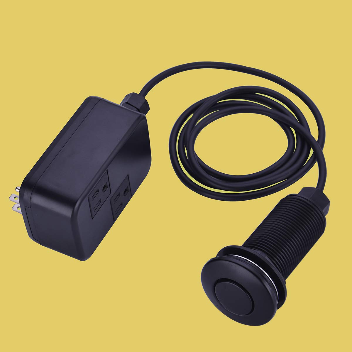 **Mtte Black Long Button SinkTop Air Switch Kit with Brass Cover for Garbage Disposal - Easy Installation for Kitchen Sink Waste Disposal Systems**