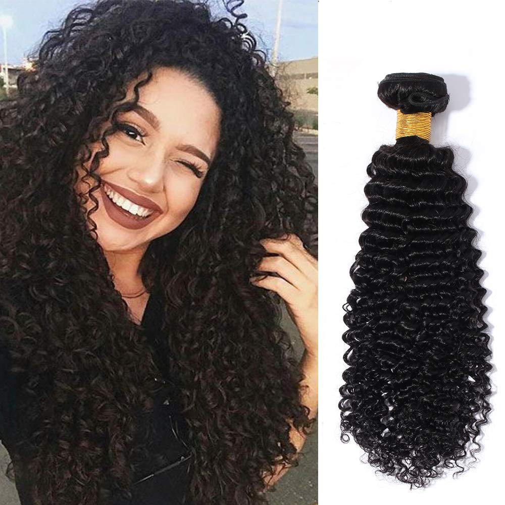 100% Brazilian Human Hair Bundles 24 Inches - 1 Bundle 100g Kinky Curly Weave Hair #1B Natural Black for Braiding & Styling - Perfect for Protective Hairstyles, Weaves & Extensions