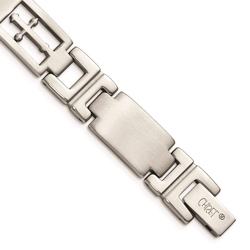 Stainless Steel Men's Cross Link Bracelet - 8.5 Inch Adjustable Wristband for Casual & Formal Wear - Perfect Gift for Him
