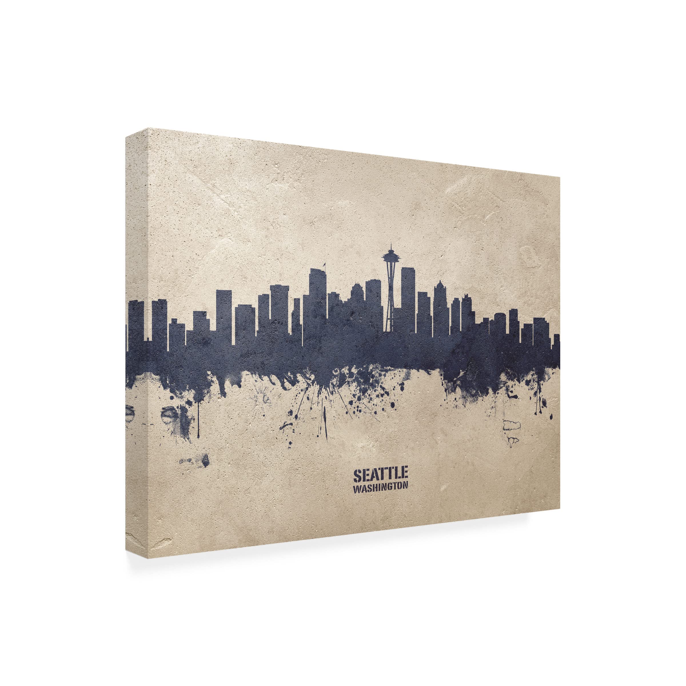Michael Tompsett Seattle Washington Skyline Concrete Canvas Art Print - Modern Cityscape Wall Decor for Living Room, Office & Bedroom