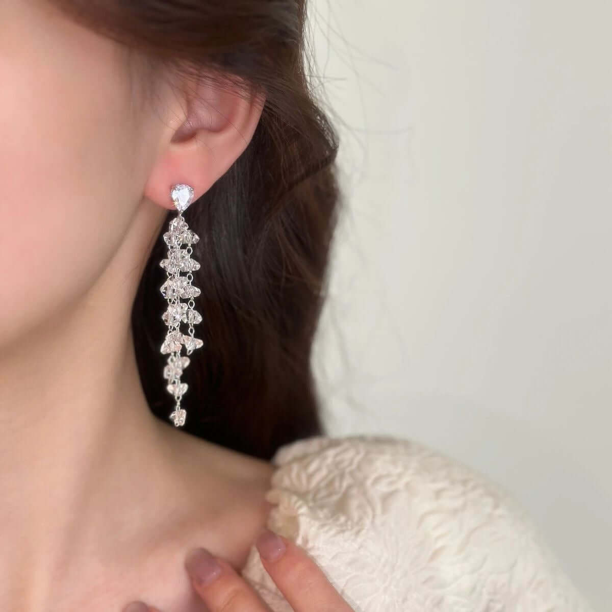 Sparkling Clear Crystal Trillion Cut Drop Earrings for Women | Elegant Party Jewelry | Perfect for Weddings, Prom, Evening Events & Special Occasions