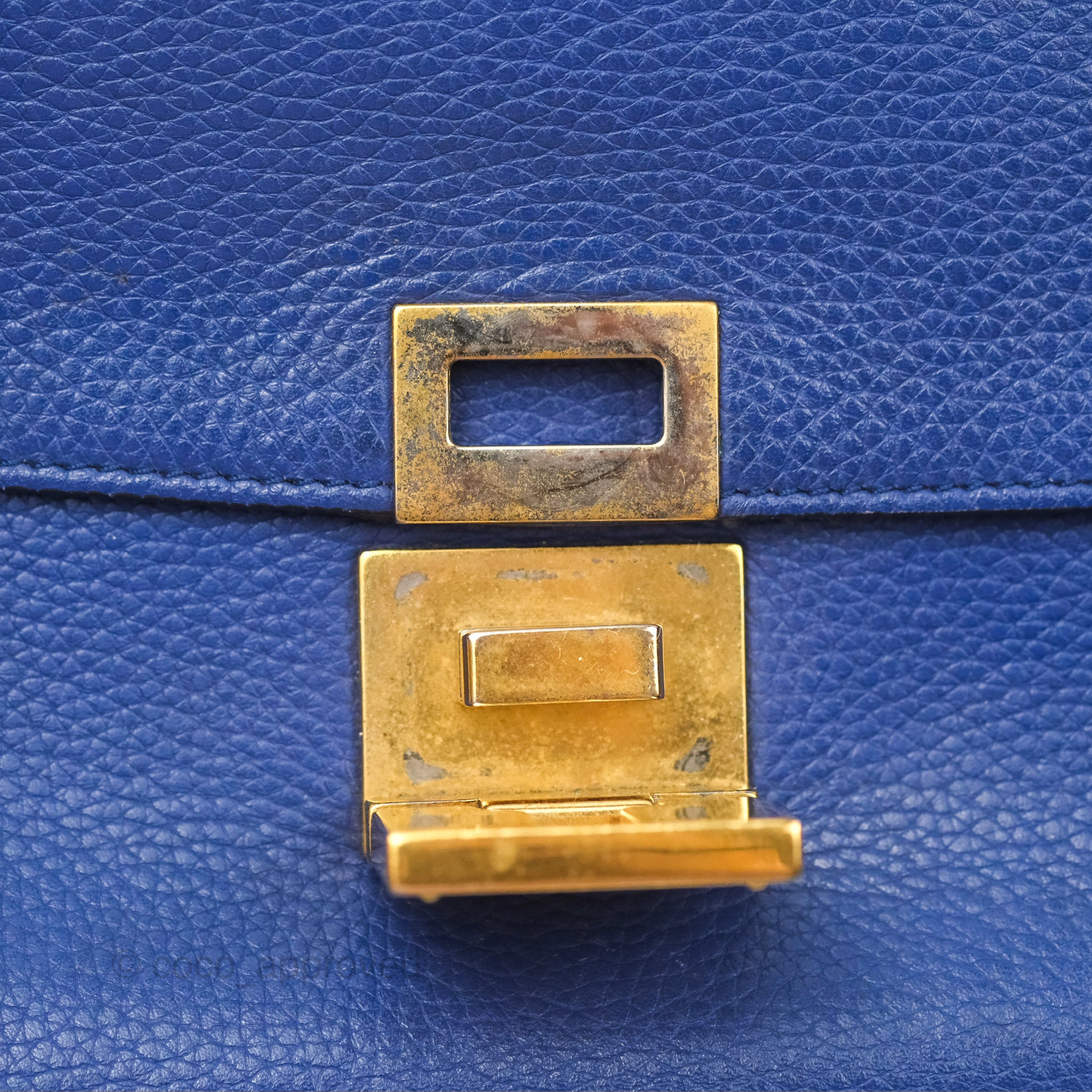 Celine Small Sleek Trapeze Handbag in Blue Calfskin Leather - Perfect for Work, Travel & Everyday Luxury