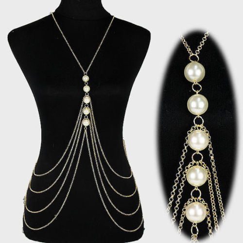 Elegant Pearl Body Chain Jewelry for Women - Boho Beach Wedding Accessories & Festival Fashion