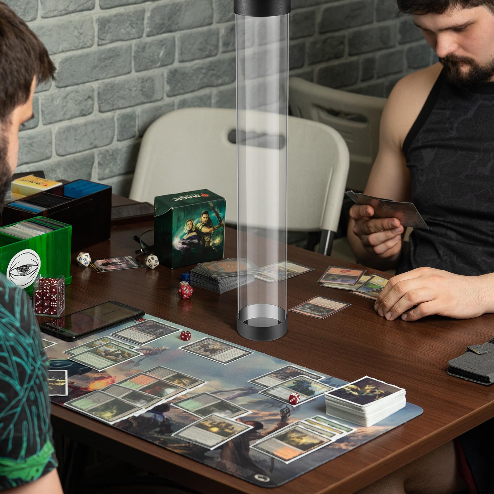 Barydat 4-Pack Clear Prism Playmat Tube for TCG & MTG Card Game Storage - 16.14 Inch Artwork Protection Case, Non-Roll Design | Perfect for Gaming Tournaments, Home Play & Card Collection Organization