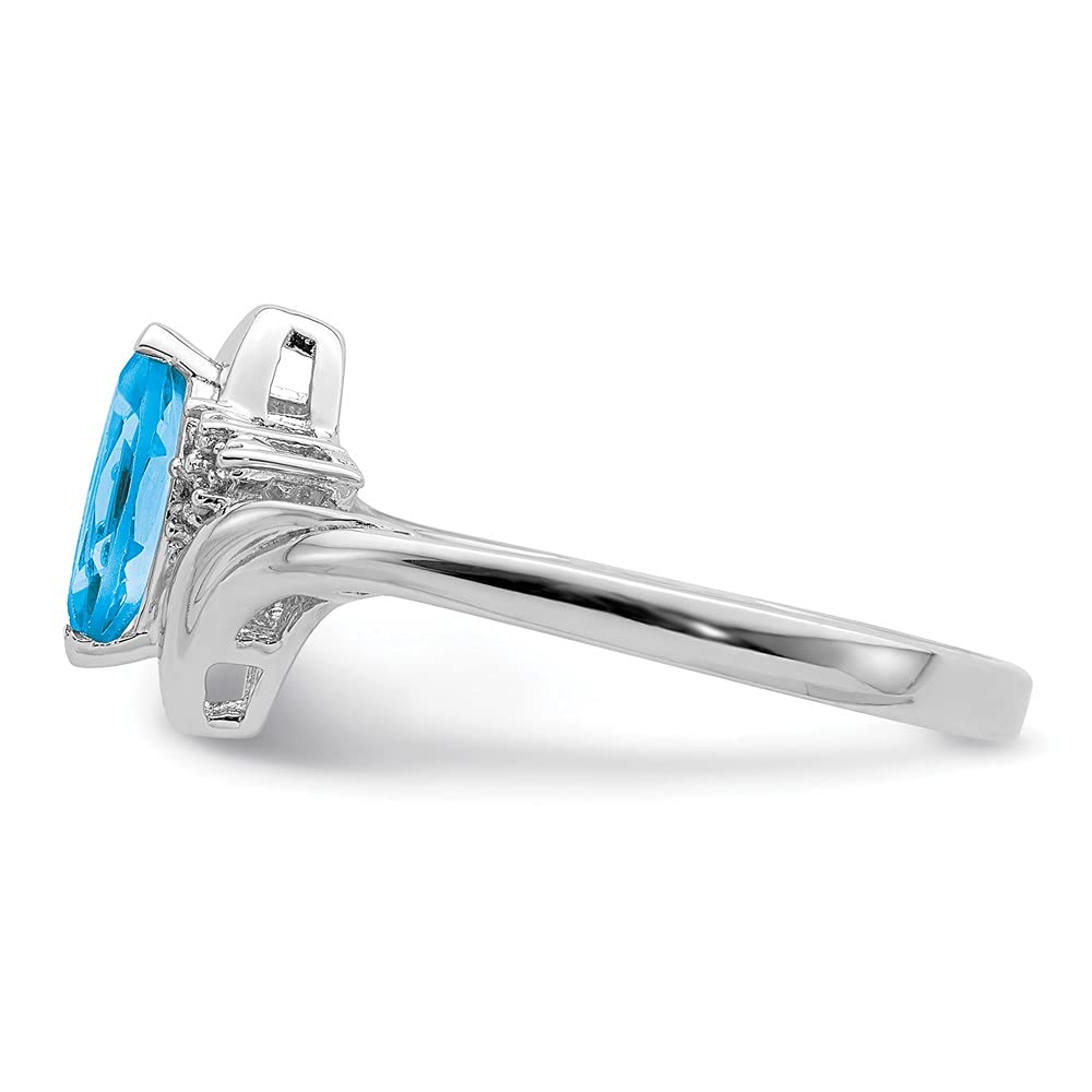 925 Sterling Silver Diamond & Light Blue Topaz Ring for Women - Elegant Fine Jewelry Gift for Her, Perfect for Anniversaries, Birthdays & Special Occasions