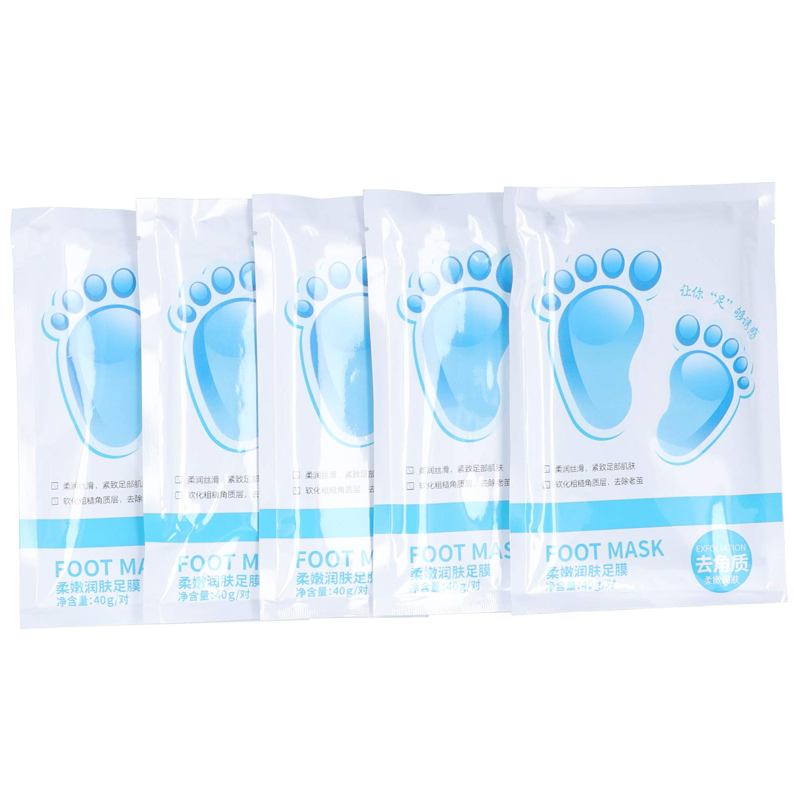 Nourishing Exfoliating Foot Mask - Remove Calluses & Dead Skin, Moisturizing Foot Care Treatment (40g x 5 Pairs) - Perfect for Pedicures, At-Home Spa & Cracked Heel Repair