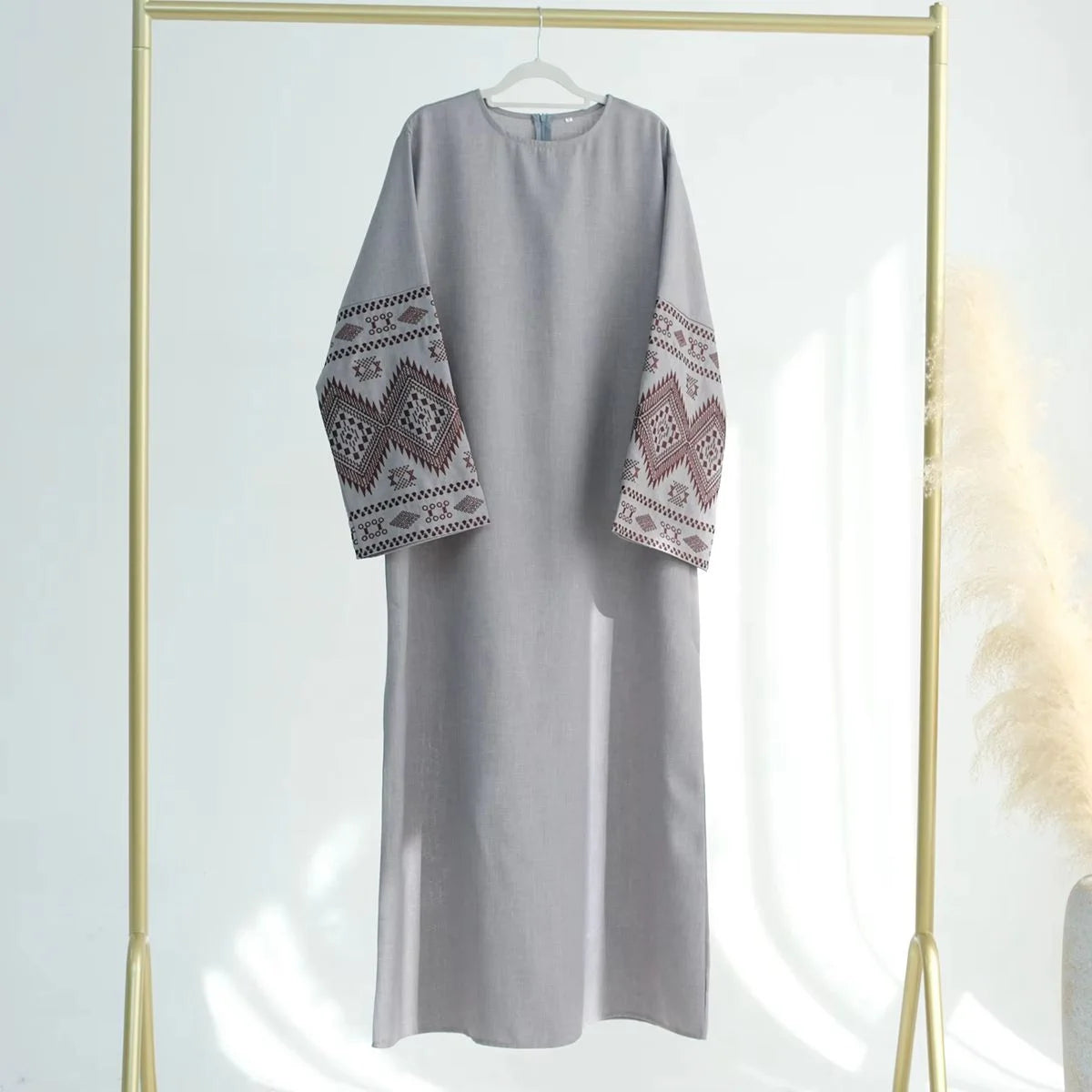 Elegant Embroidered Cuff Abaya Dress #24901 - Modest Islamic Clothing for Women - Perfect for Prayer, Eid, and Special Occasions