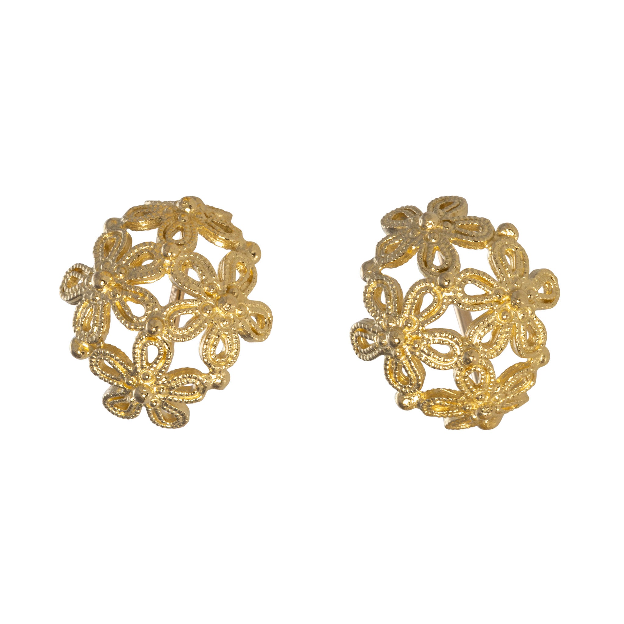 14K Yellow Gold Daisy Cluster Huggie Earrings for Women - Dainty Floral Hoop Earrings for Everyday Wear & Special Occasions