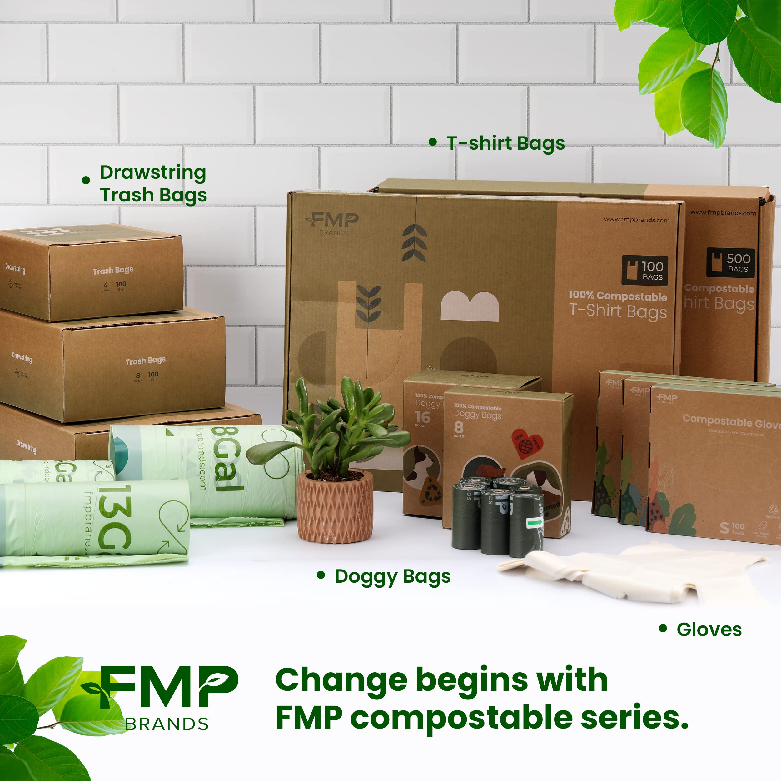 FMP Brands 240 Count 100% Compostable Dog Poop Bags - Leak-Proof Thickened Waste Bags for Large & Small Dogs | 100% Plant-Based, BPI & OK Compost Certified (16 Refill Rolls) | Perfect for Park Walks, Backyard Cleanup & Travel Use