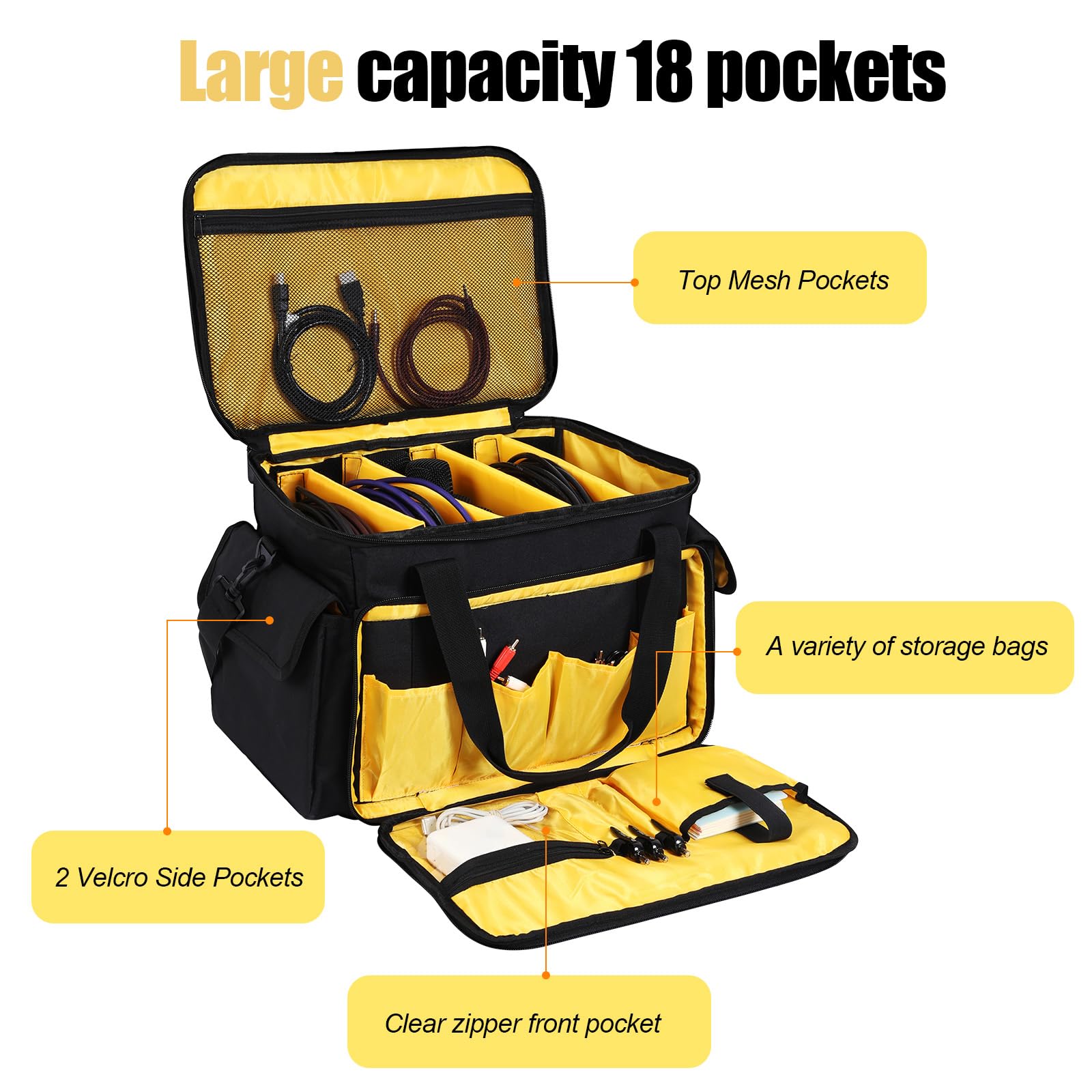 Professional DJ Gear Bag with Detachable Dividers - Travel Music Organizer for Equipment & Accessories | Stage & Studio Use
